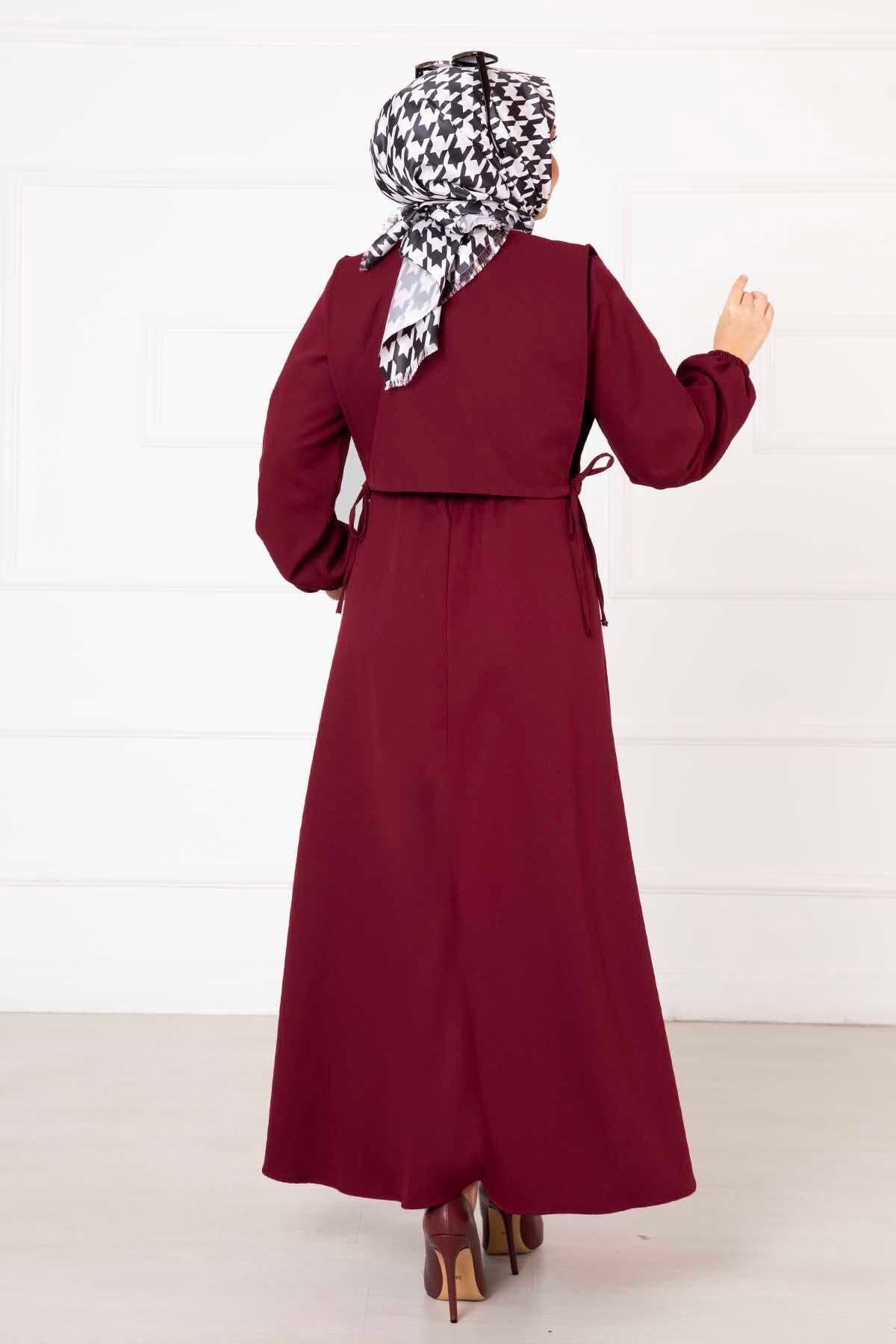 Bolerolu elbise bordo
