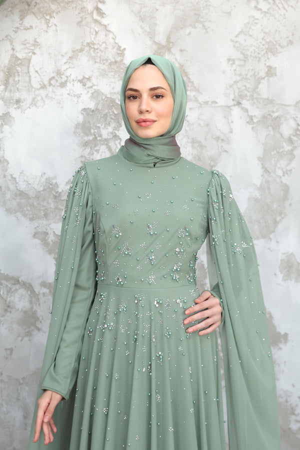 Gülhan Taşlı Tasarım Abiye - mint