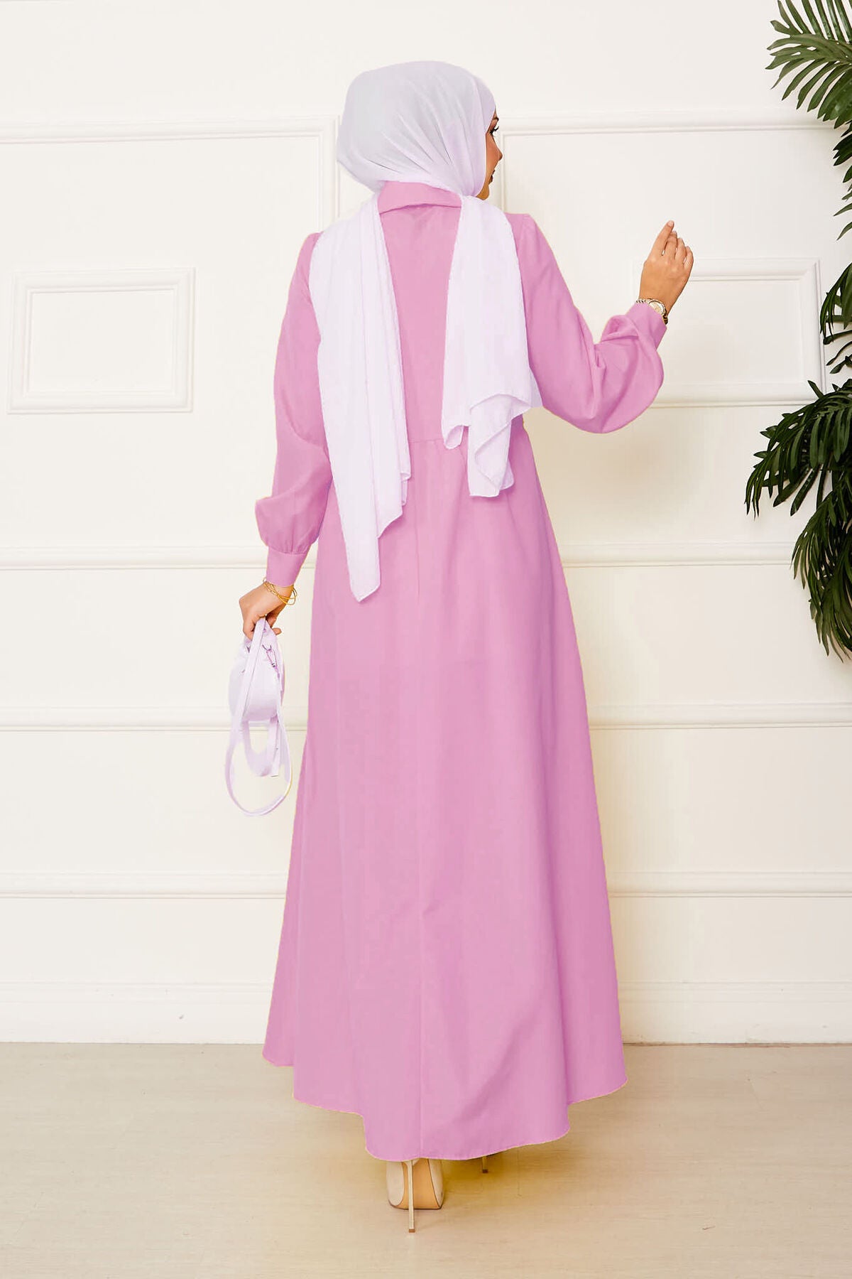 Yandan Bağlamalı Elbise Pembe