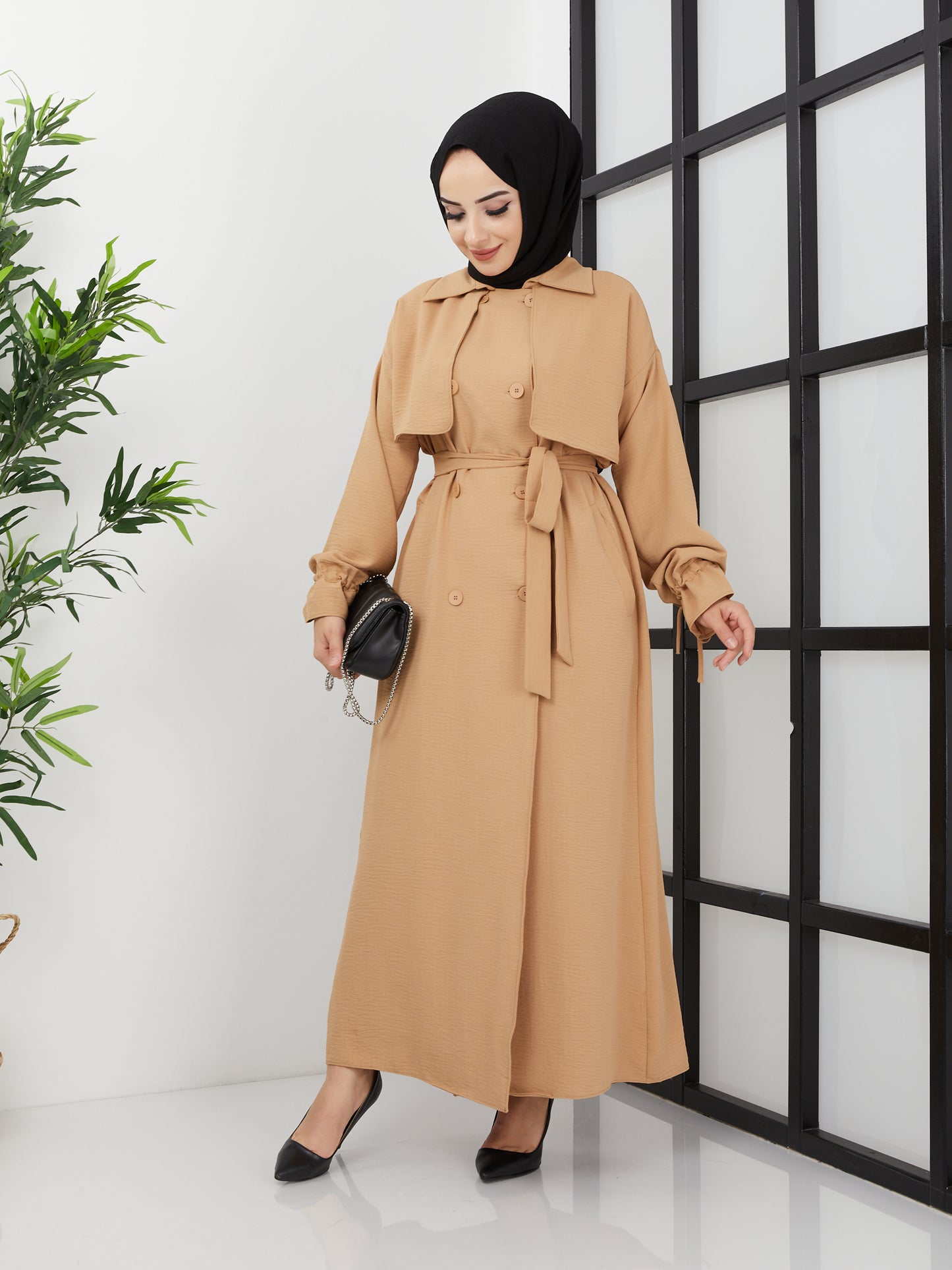 Abaya mit Gürtel – Kamel