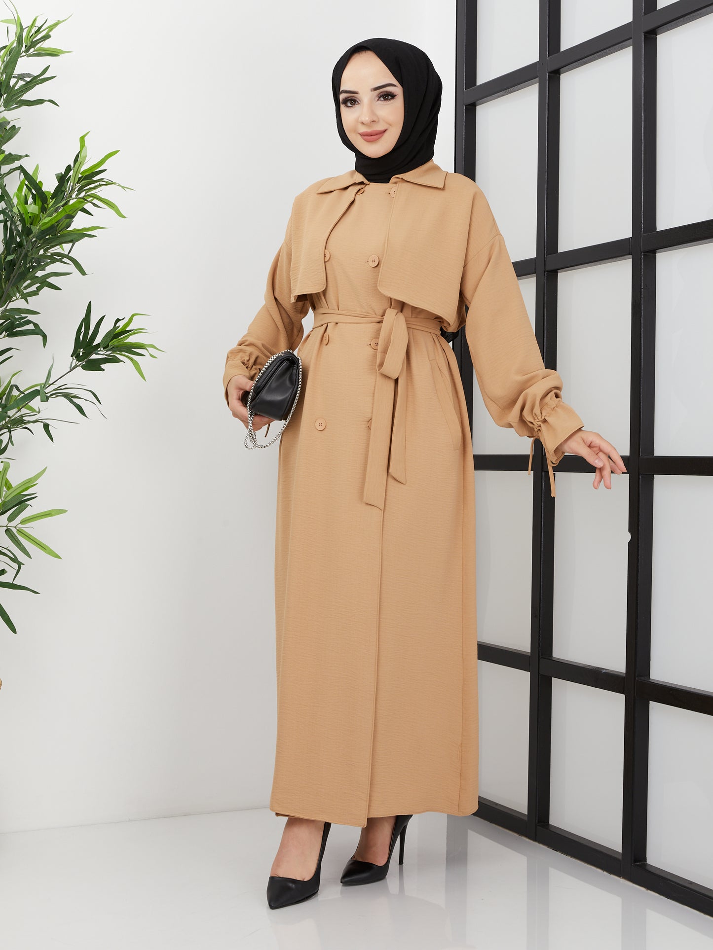 Abaya mit Gürtel – Kamel