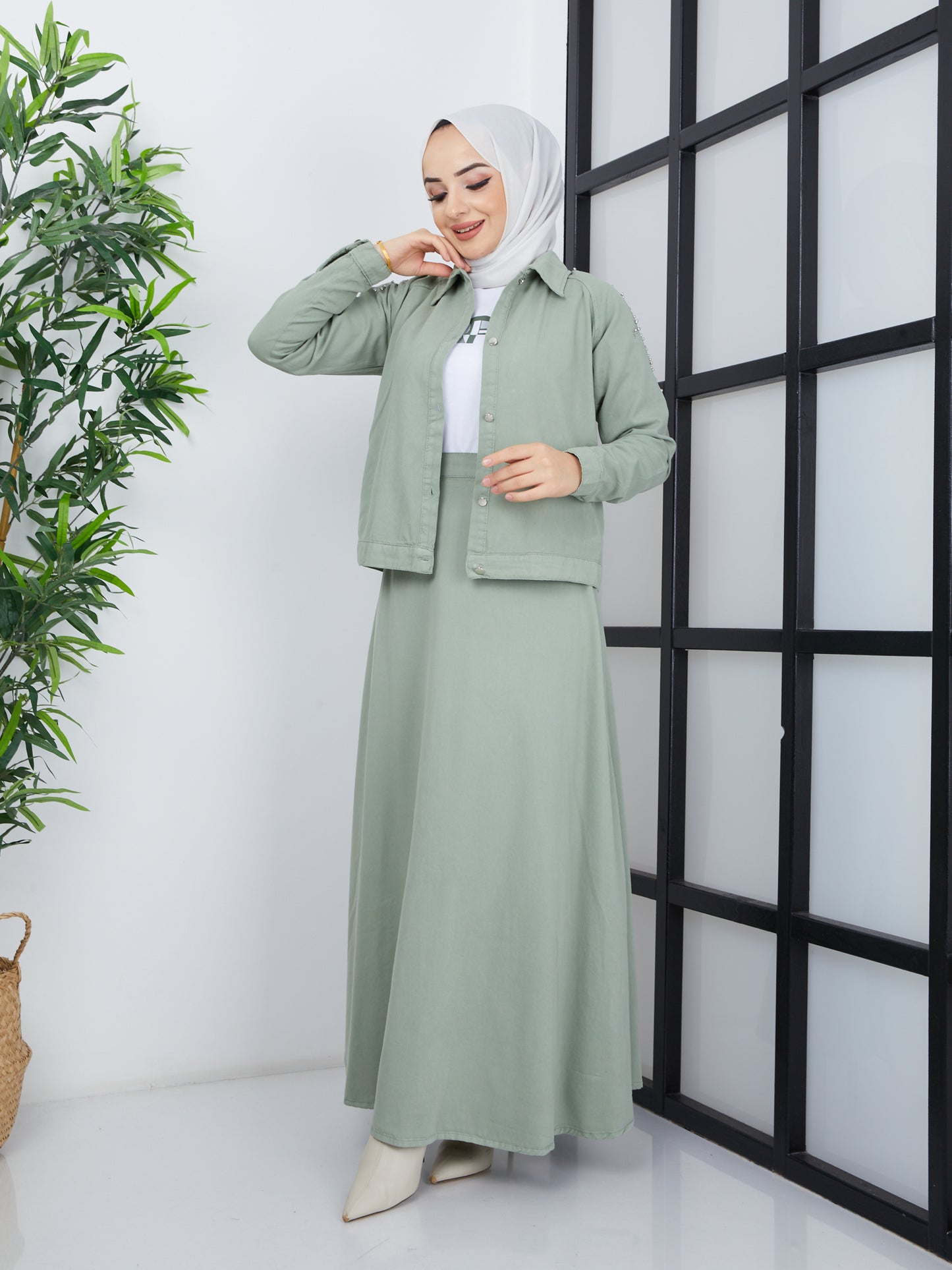 3-Piece Hijab Suit - Green