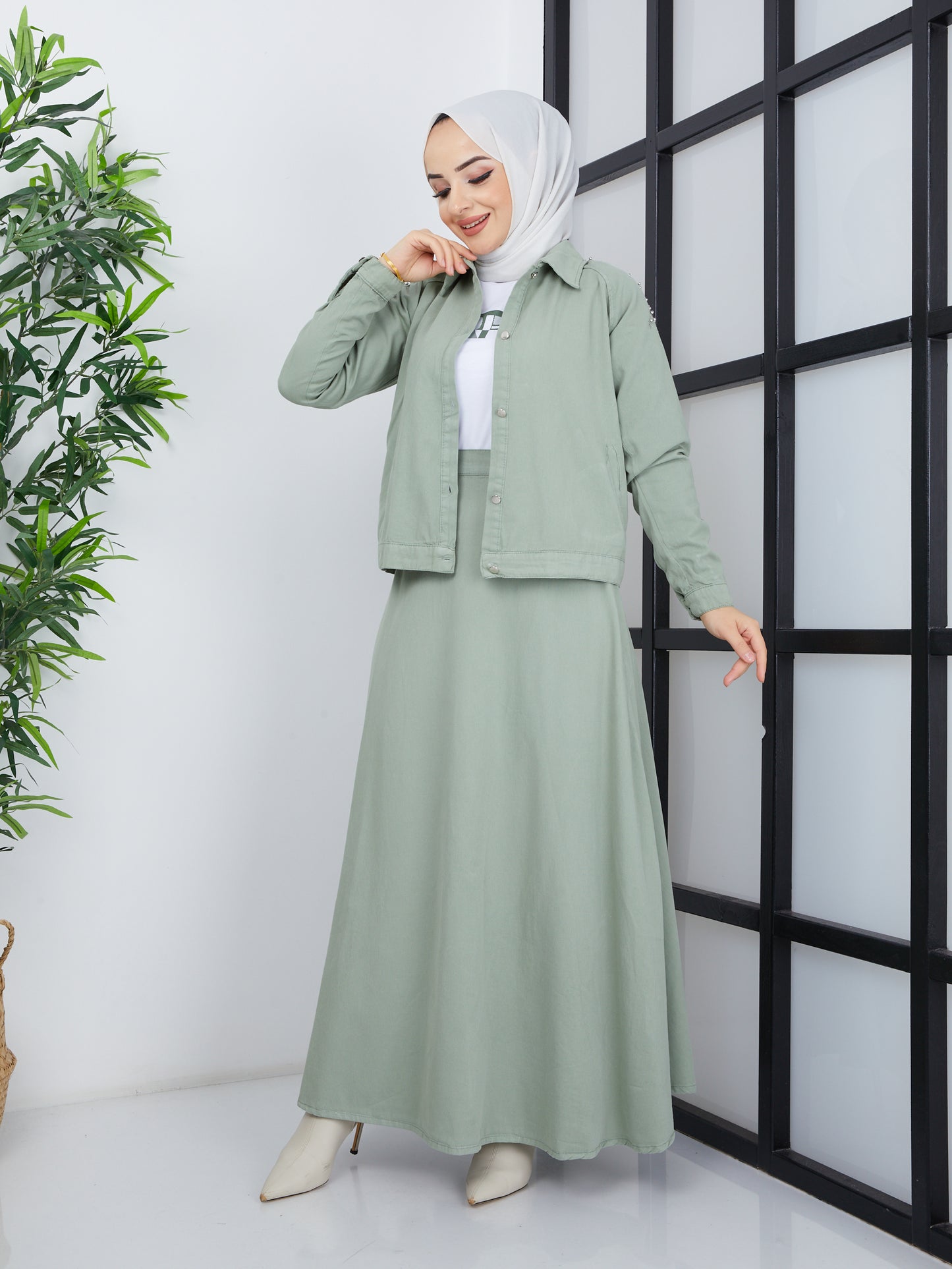 3-Piece Hijab Suit - Green