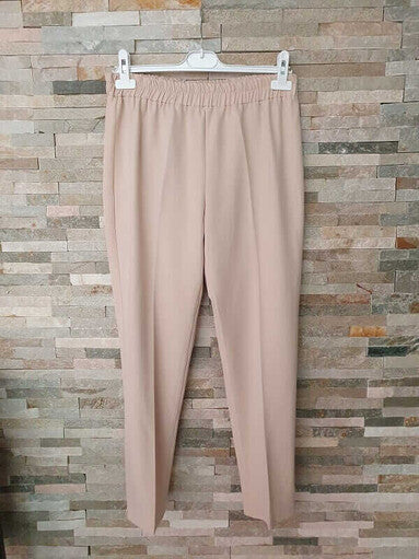 Pantalon Carotte Taille Élastique Crème