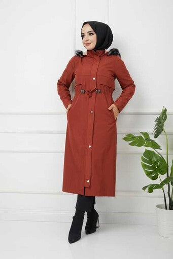 Lined Wool Parka with Gathered Waist Tile