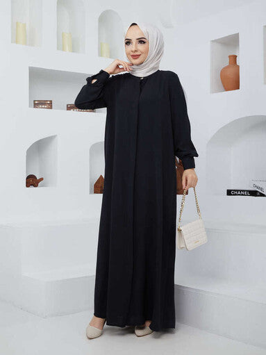 Buttoned Abaya Black