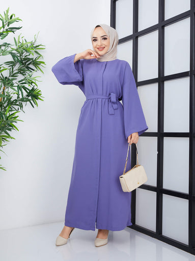 Belted Abaya Dress Lilac