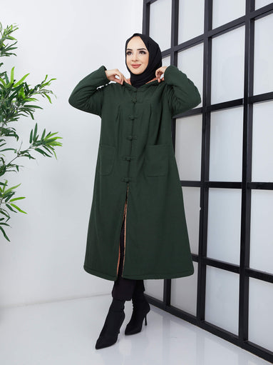 Long Cape with Wool Inside - Green