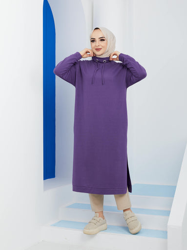 Turtleneck Long Sweatshirt - Purple