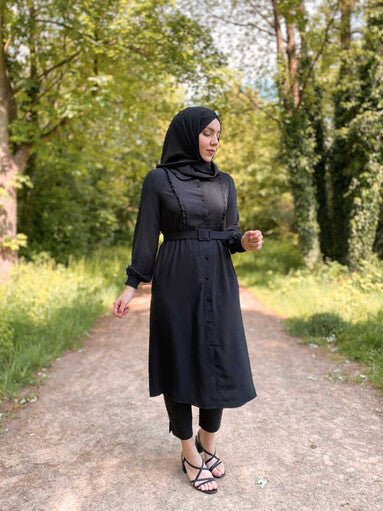 Belted Hijab Tunic Black