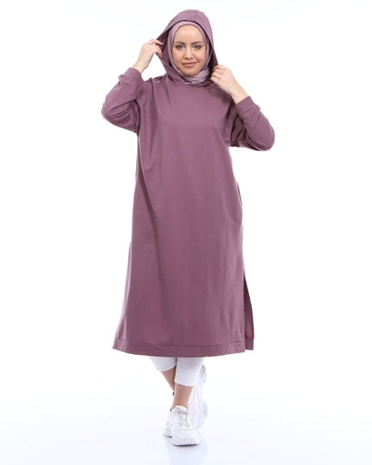 Long Hooded Sweatshirt - Lilac