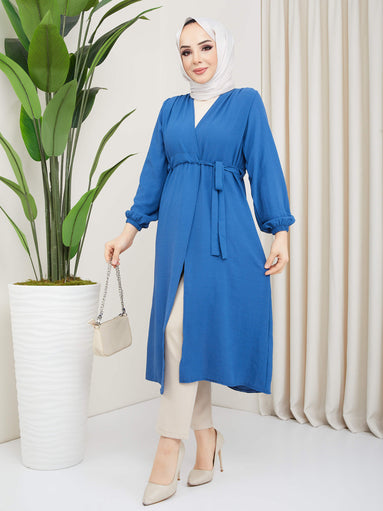 Waist Belted Hijab Cape Blue