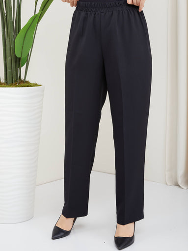 Pantalon Carotte Taille Élastique Noir