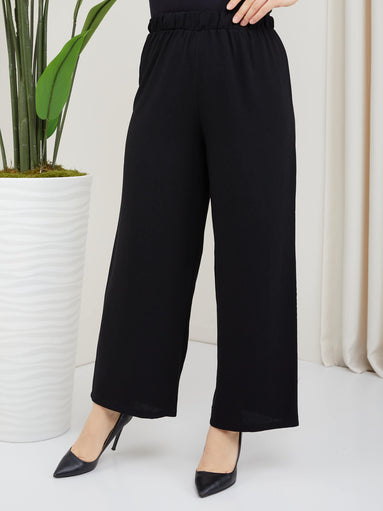 Elastic Waist Trousers Black