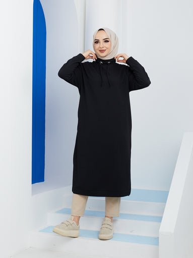 Turtleneck Long Sweatshirt - Black