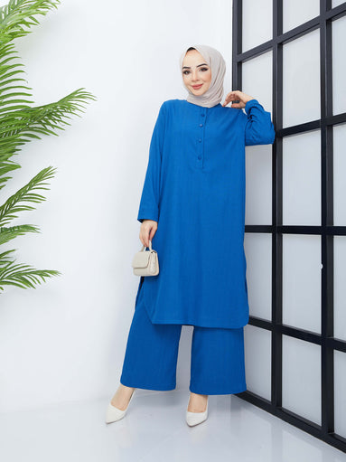 Double Hijab Tunic Set - Blue