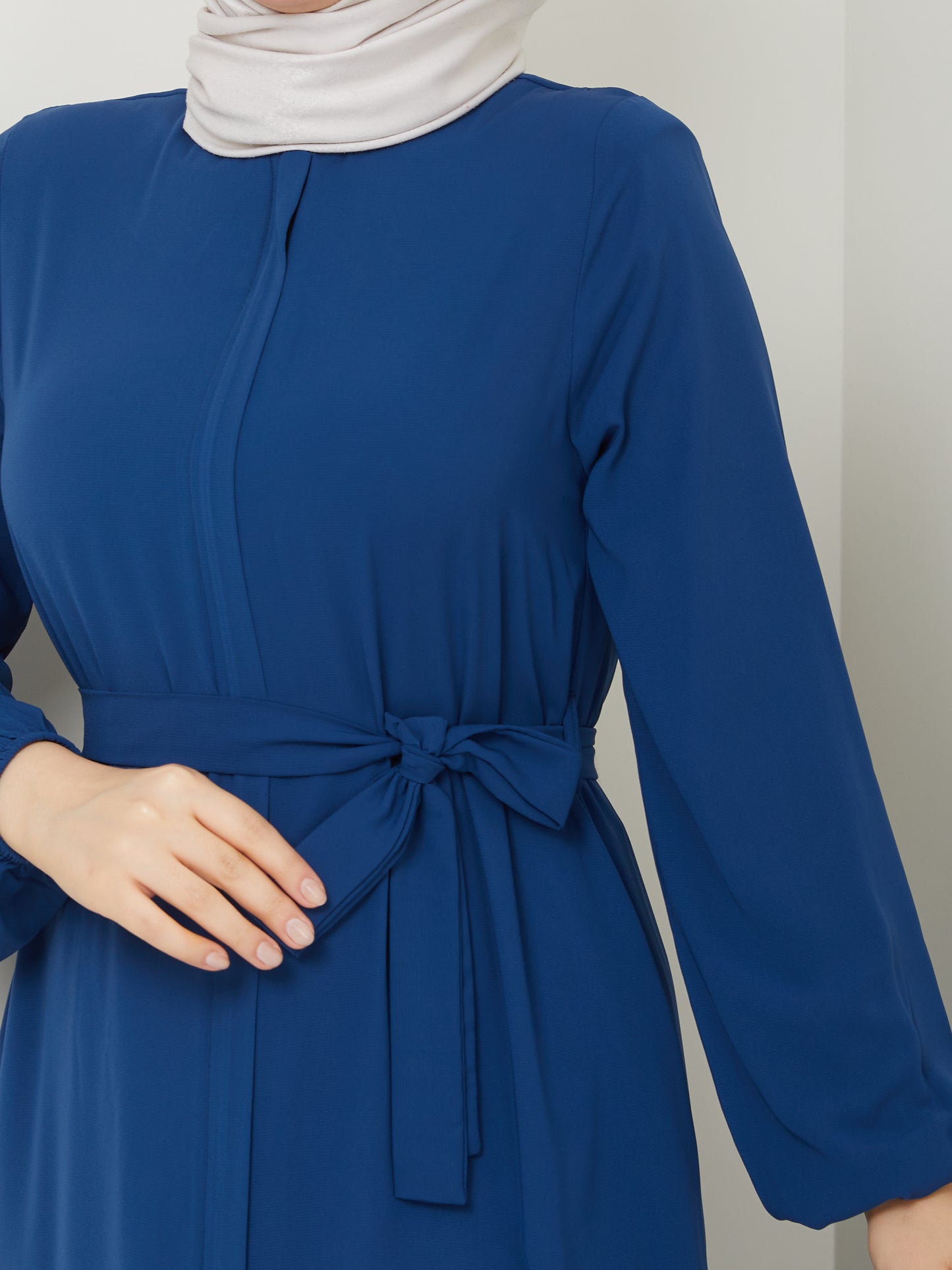 Abaya Hijab Casual avec Ceinture - Bleu Pétrole