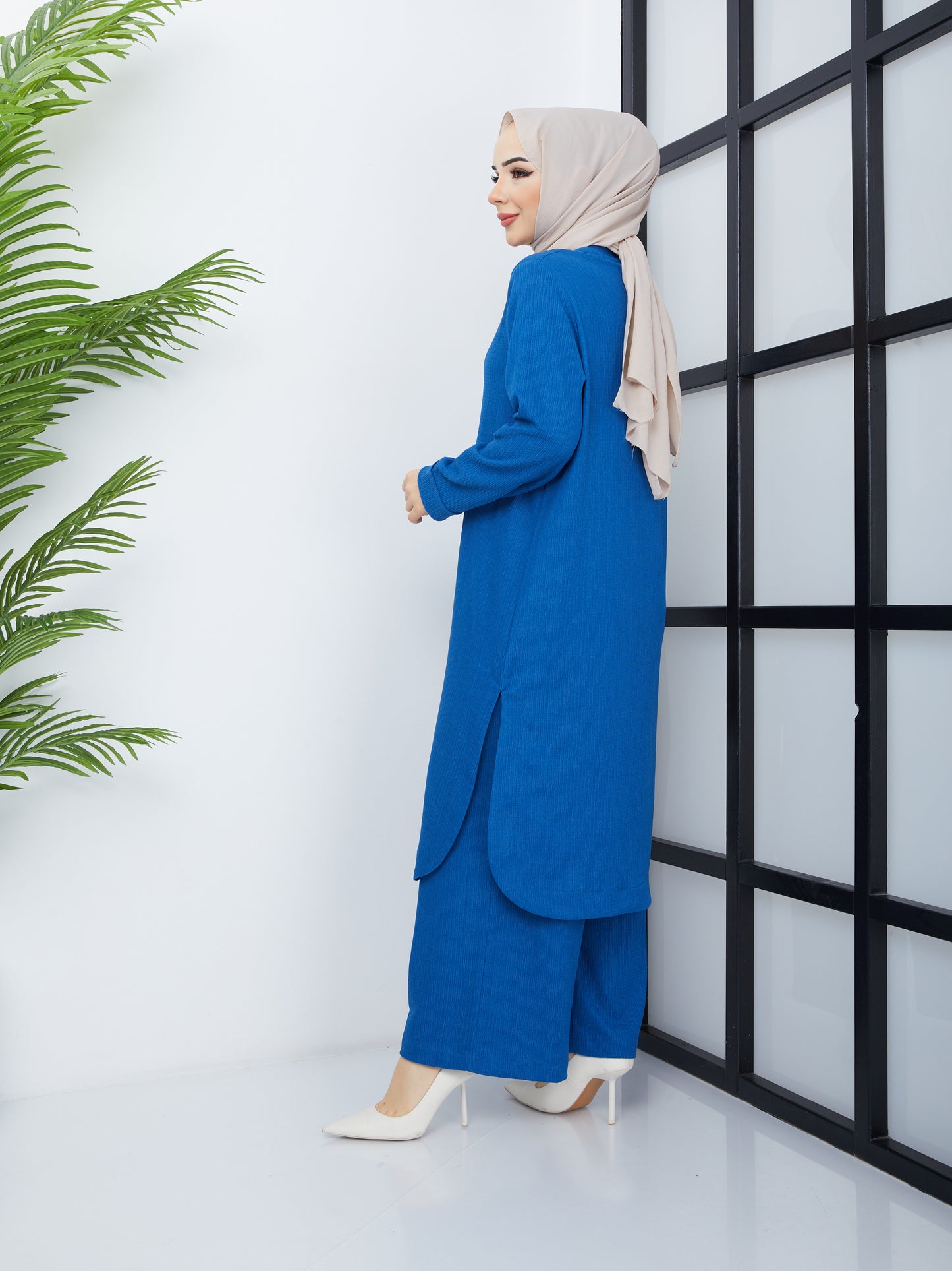 Doppeltes Hijab-Tunika-Set – Blau