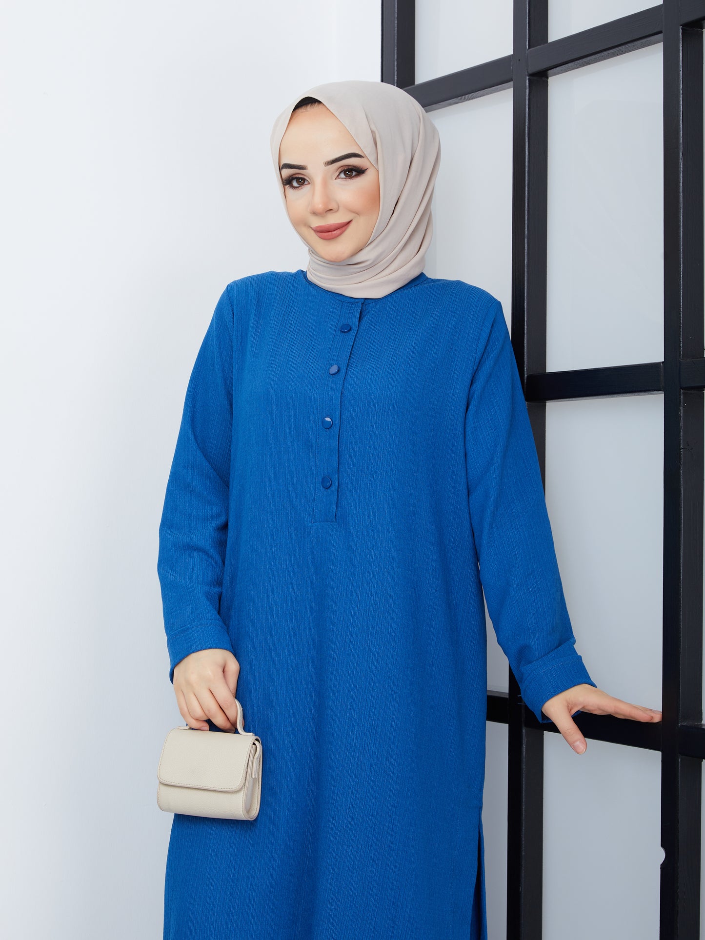 Double Hijab Tunic Set - Blue