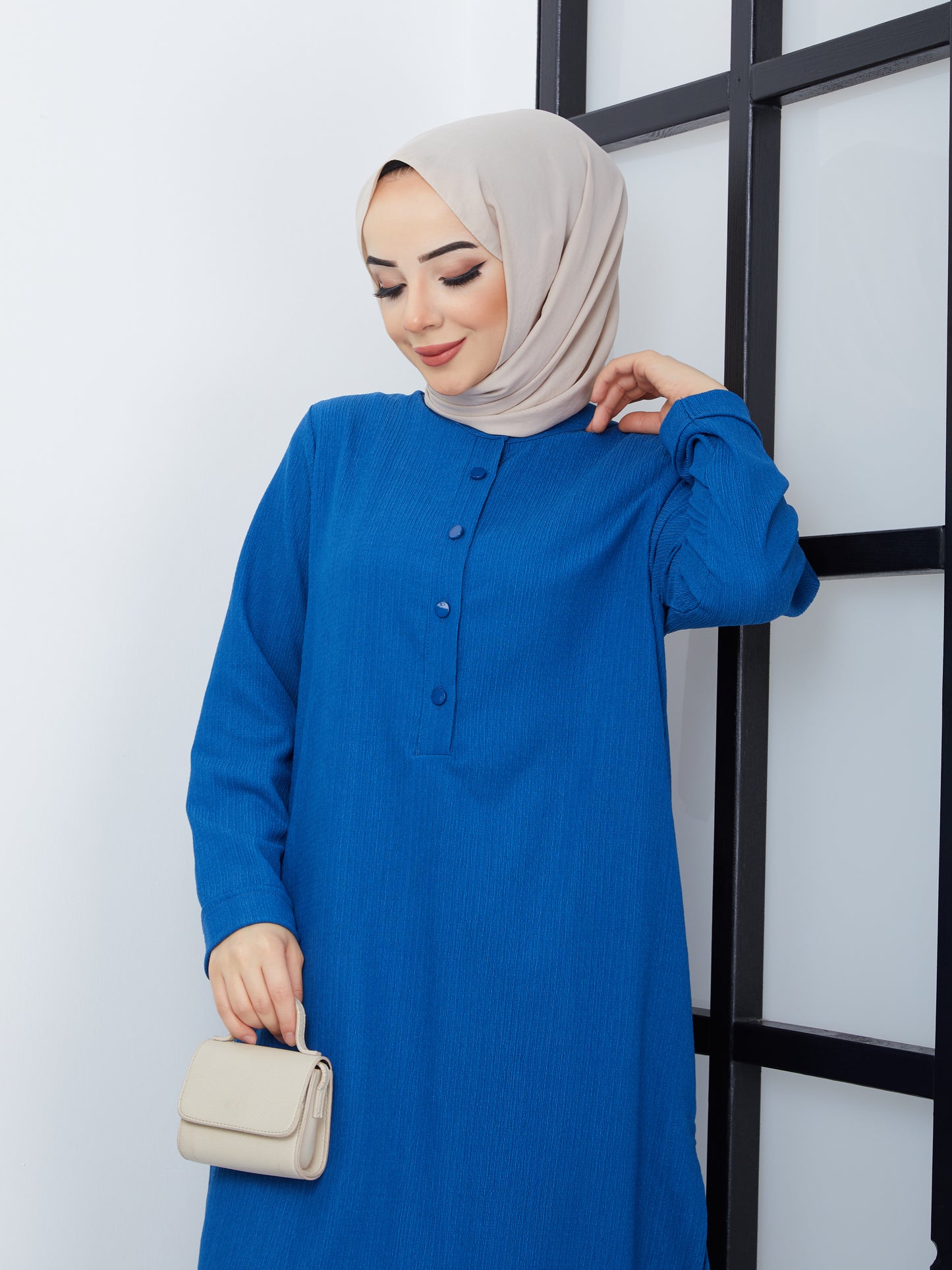 Double Hijab Tunic Set - Blue