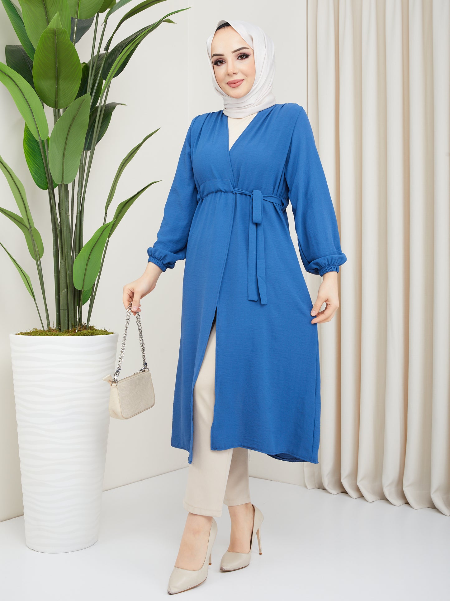 Hijab-Umhang mit Taillengürtel, Blau