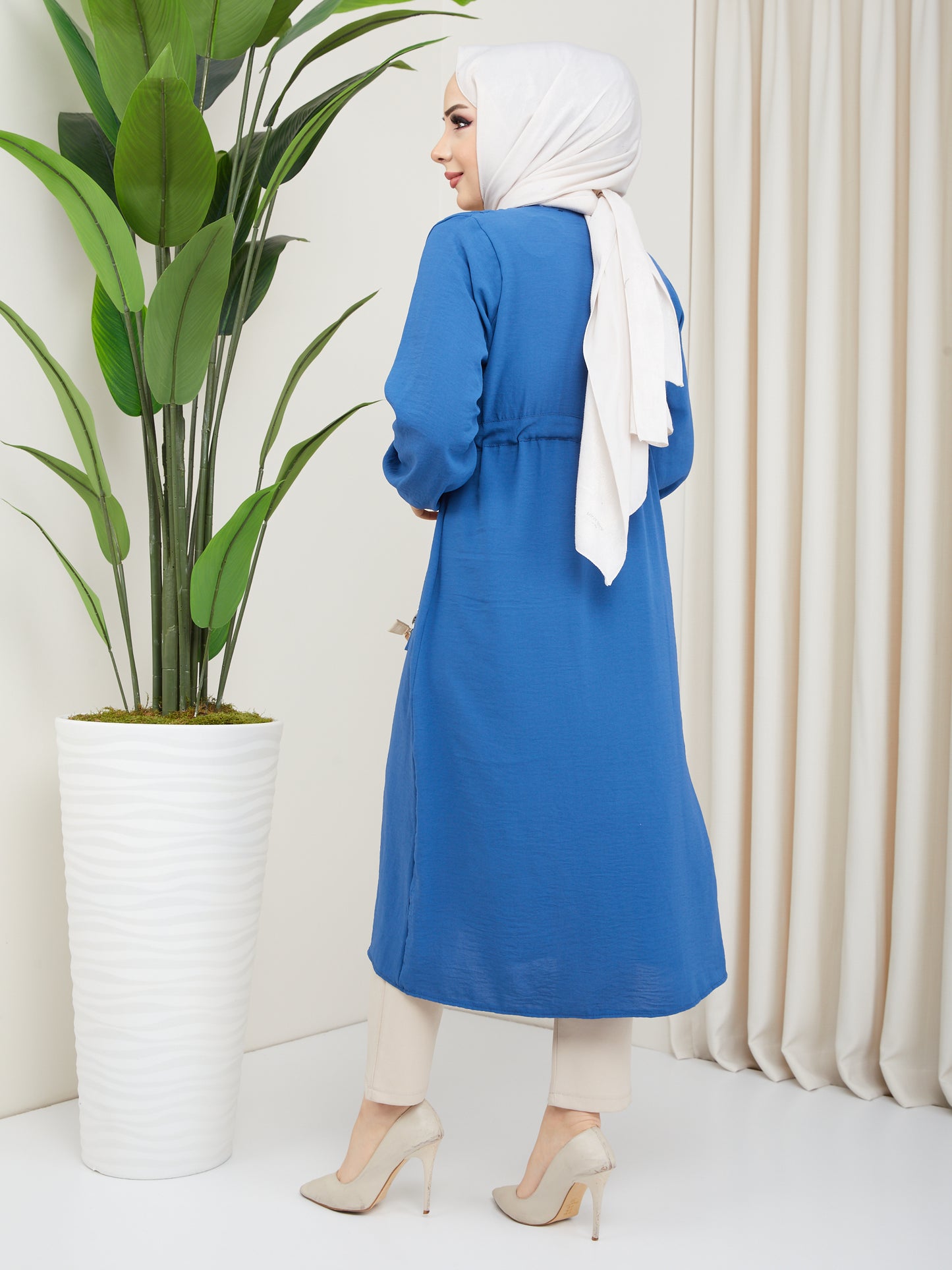 Hijab-Umhang mit Taillengürtel, Blau