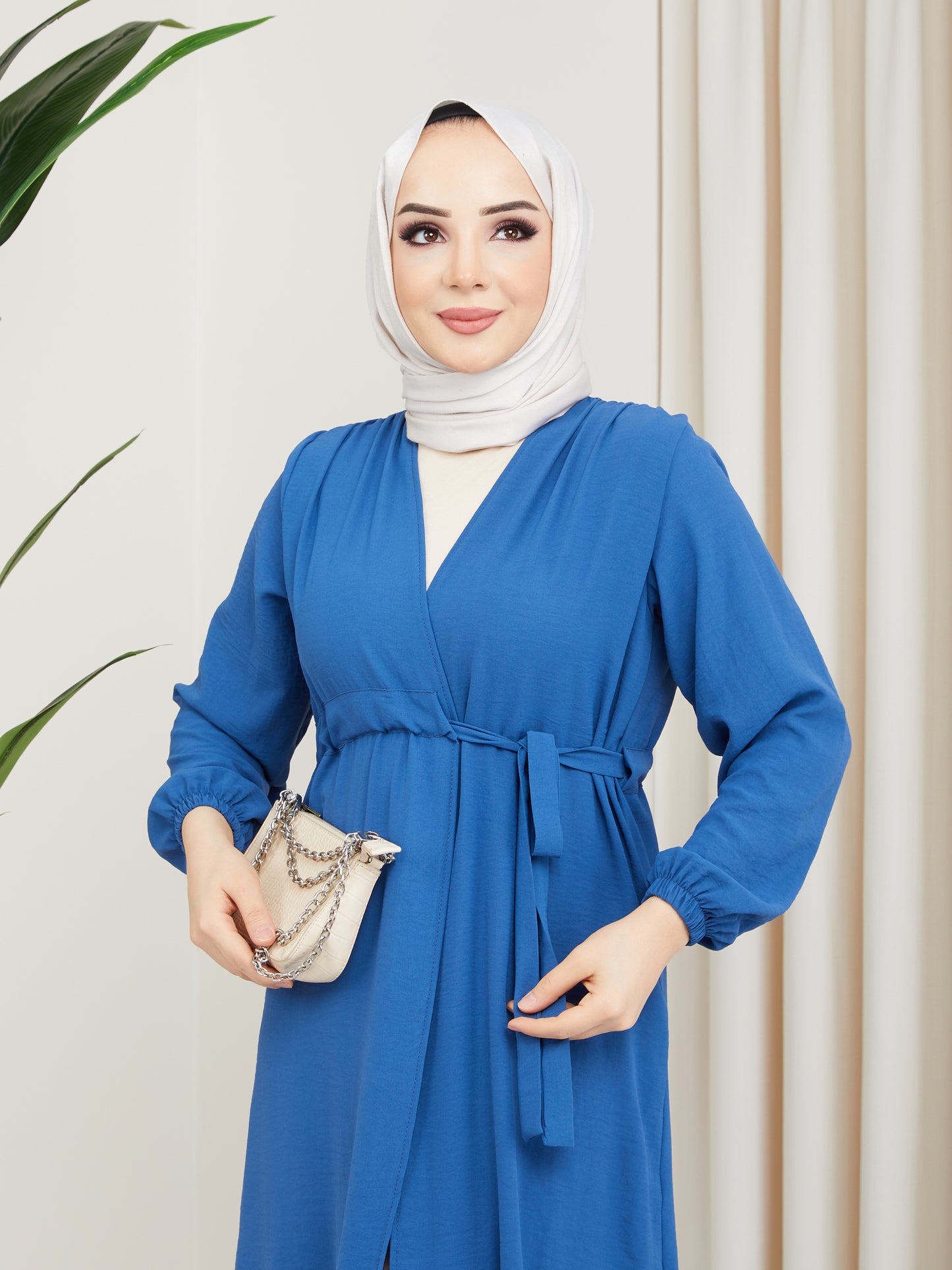 Hijab-Umhang mit Taillengürtel, Blau