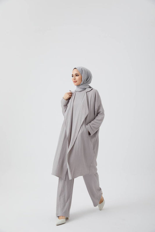 Muslin fabric 3 piece set Gray