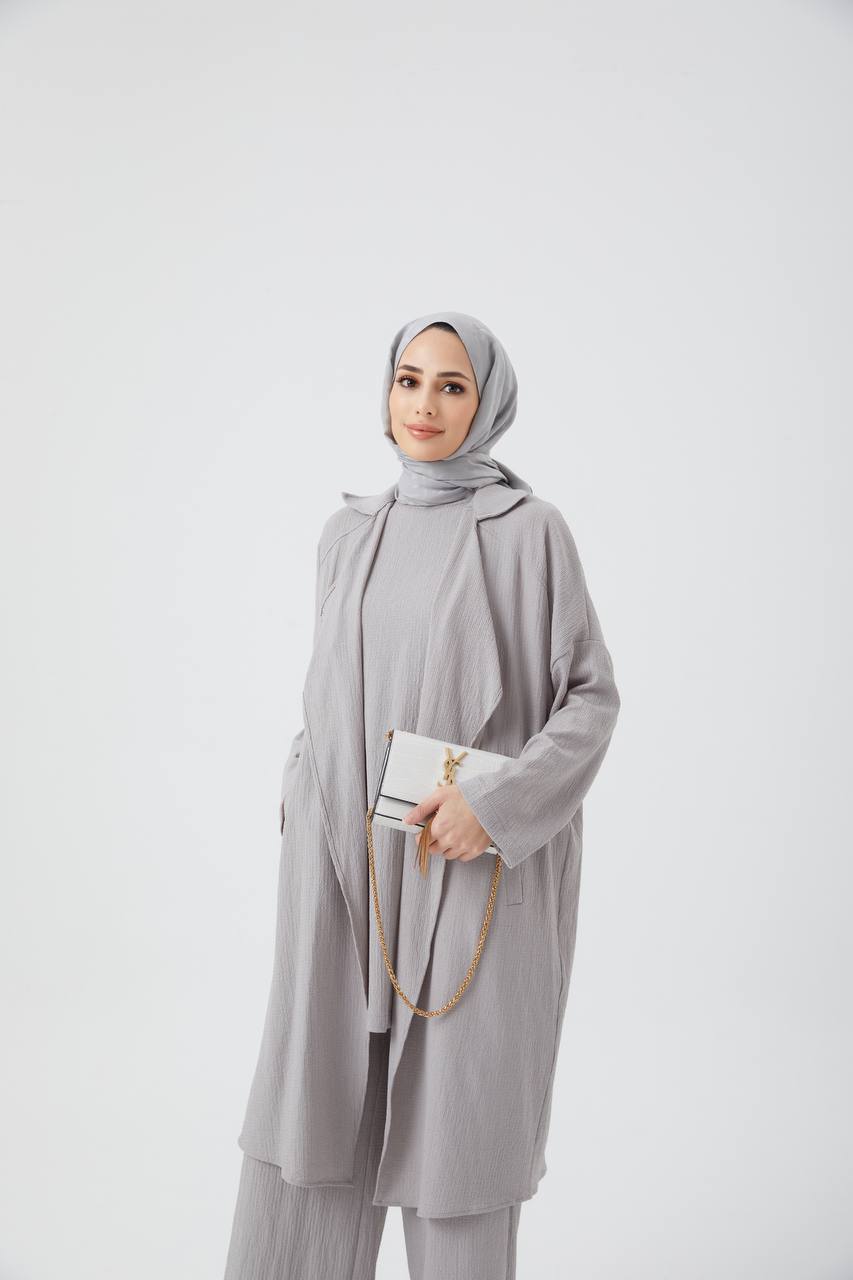 Muslin fabric 3 piece set Gray