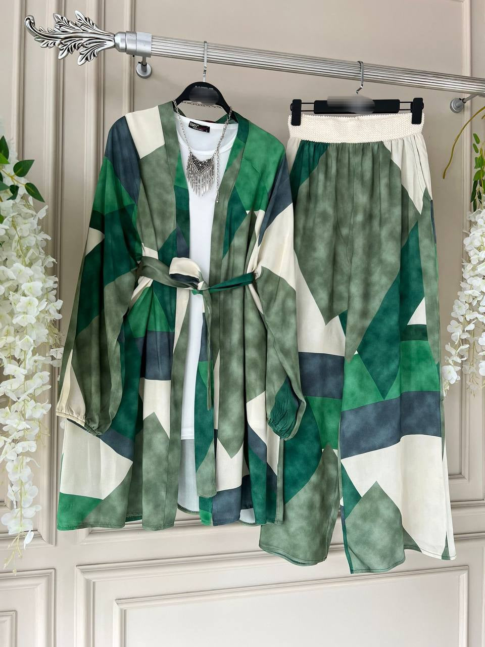 Ensemble double kimono vert