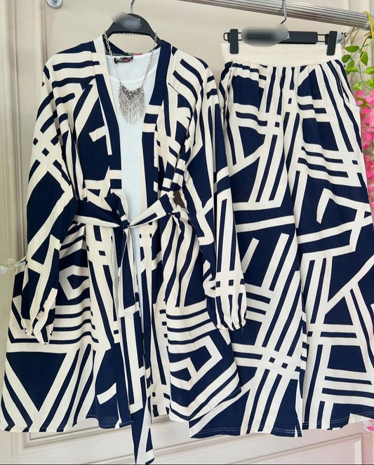 Kimono two piece suit navy blue