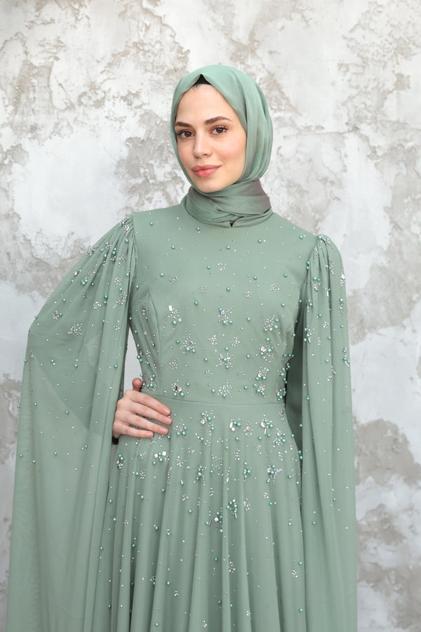 Gülhan Taşlı Tasarım Abiye - mint