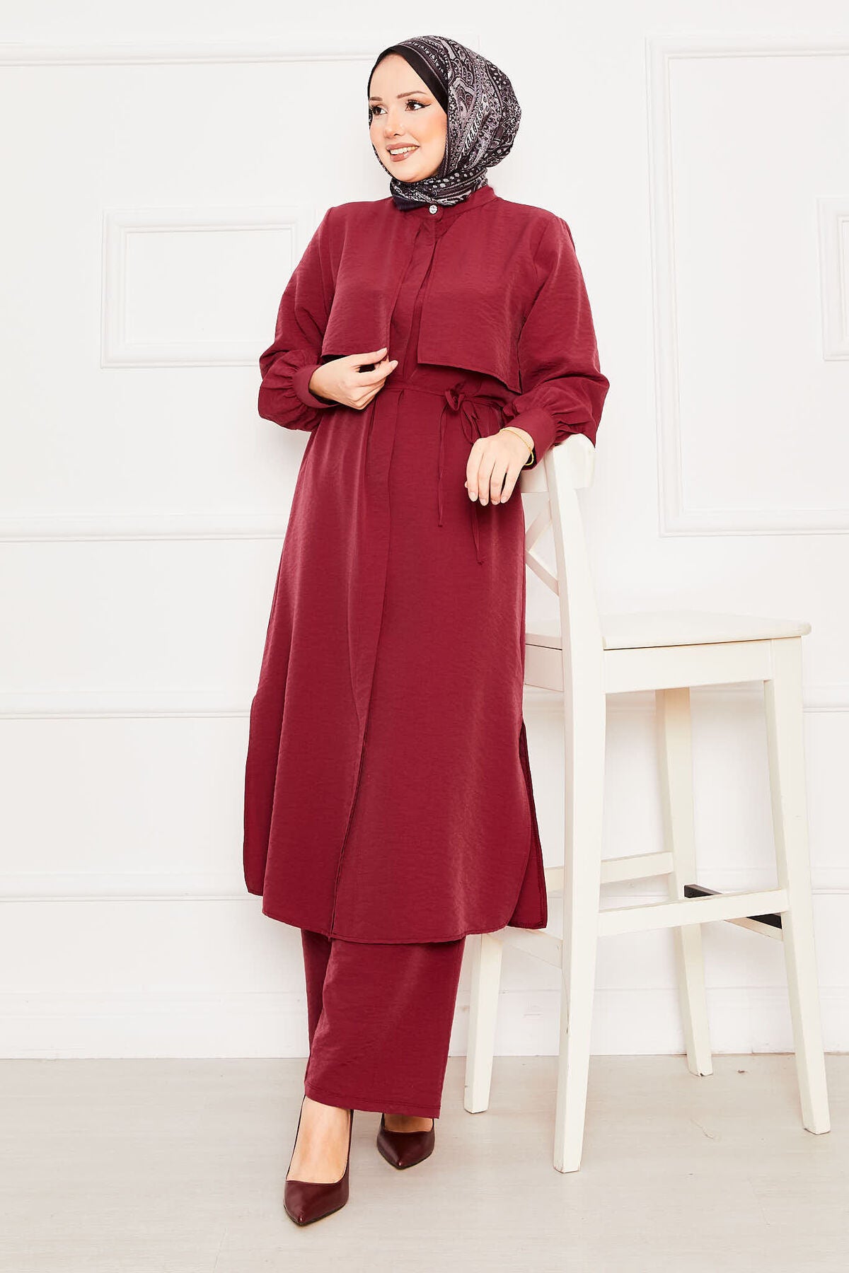 Bolero Görünümlü ikili Takım bordo