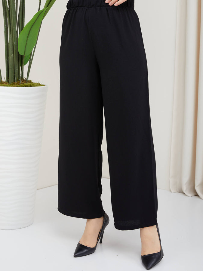 Elastic Waist Trousers Black