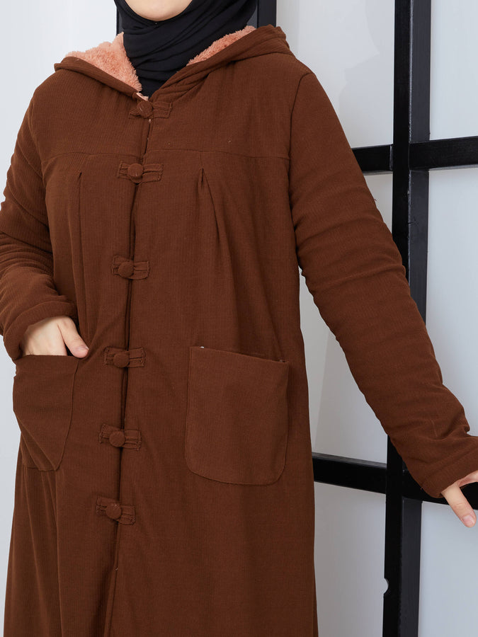 Long Cape with Wool Inside - Brown