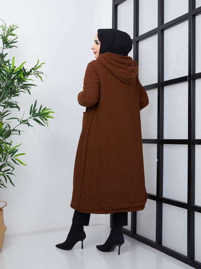 Long Cape with Wool Inside - Brown